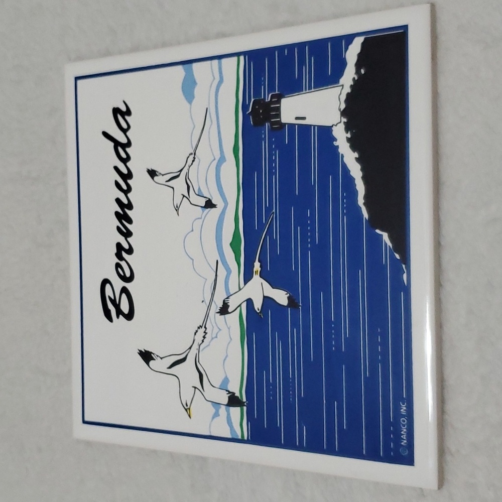 Vintage Bermuda Lighthouse Tile 90s trivet hanging art